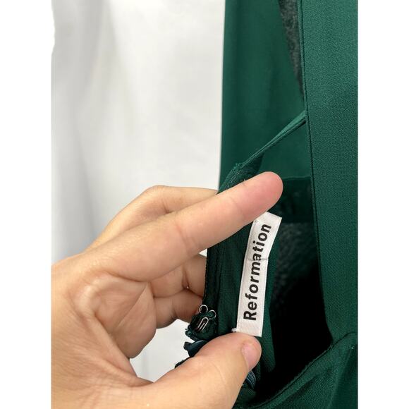 Reformation 4 Sofi Georgette Jumpsuit Emerald Green Wide Leg - Picture 5 of 7